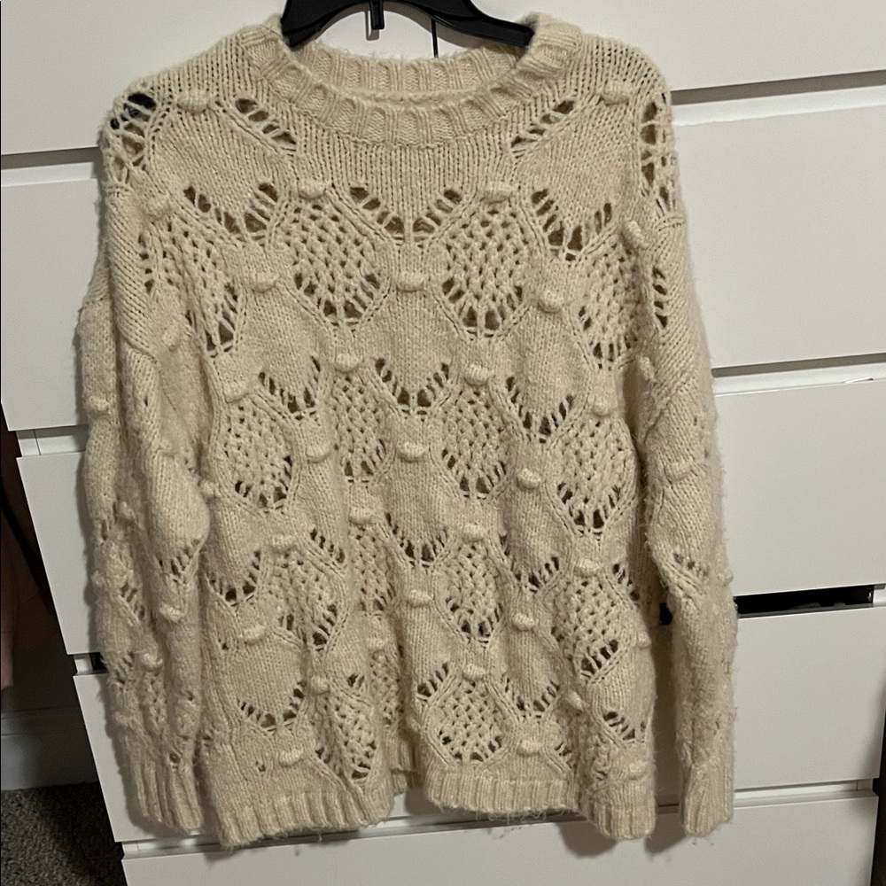 American Eagle Outfitters Cream Knit Sweater